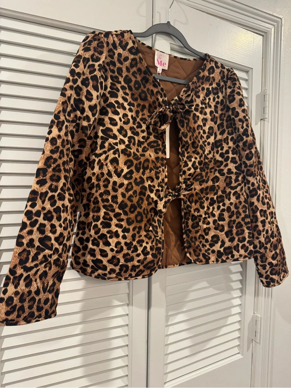 So Me Leopard-Trimmed Quilted Jacket - Brown/Black
